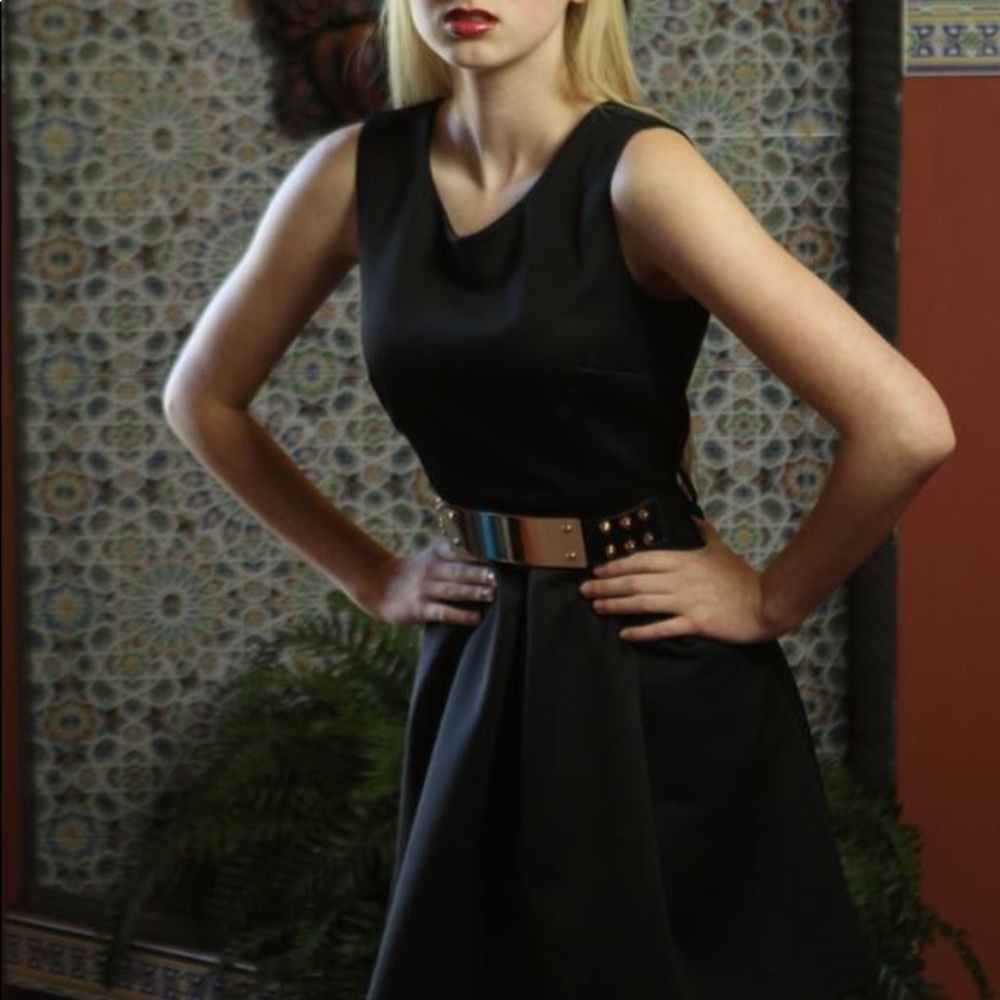 Super cute black dress with belt